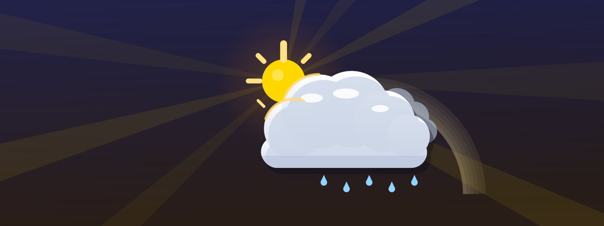 HelioPeak Weather artwork: sun behind a cloud with rain